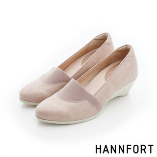 【HANNFORT】BREEZE典雅時尚真皮美型氣墊楔型鞋-女-Q(優雅米)